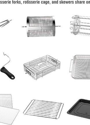 GoWISE USA GW44800-O Deluxe 12.7-Quarts 15-in-1 Electric Air Fryer Oven with Rotisserie and Dehydrator + 50 Recipes QT, Black/Silver