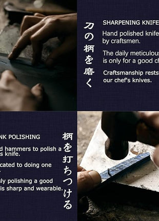 MITSUMOTO SAKARI Kiritsuke Chef Knife 9 inch - Hand Forged Japanese Kitchen Knives, 3-Layer 9CR18MOV High Carbon Steel, Rosewood Handle & Sandalwood Box