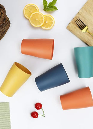 Homienly Wheat Straw Cups Small Plastic Cups Set of 8 Unbreakable Drinking Cup for Kids Reusable Dishwasher Safe Water Glasses Unbreakable Cup for Kitchen, Party, Outdoor (8 OZ, Small Size)