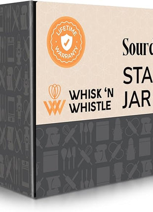 Sourdough Starter Kit - 34oz Large Capacity Glass Fermentation Jar with Lid, Silicon Spatula, and Measuring Spoons - Beginner Sourdough Starter Kit, Sourdough Bread Baking Supplies, Fermentation Kit