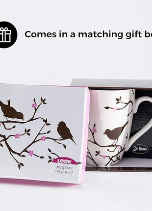 Divinity Boutique Inspirational Ceramic, Brown Birds on White Mug, 1 Theses. 5:16-17, The Joyful Always Pray, Multicolor, One Size,12 fluid ounce