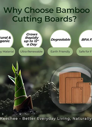 Wood Cutting Board, Carbonized Bamboo Cutting Boards Set With Smooth Surface & Easy Storage For Busy Kitchens, Ideal Charcuterie & Chopping, Durable, Knife-Friendly (4Pcs)