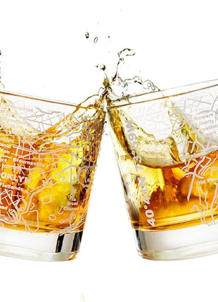 Greenline Goods Whiskey Glasses - 10 Oz Tumbler Gift Set for Brooklyn lovers, Etched with Brooklyn Map | Old Fashioned Rocks Glass - Set of 2