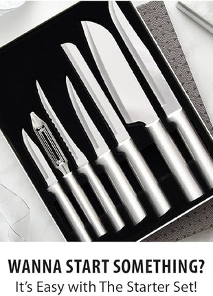 RADA Cutlery 7-piece Starter Knife Gift Set (S38), Stainless Steel Hollow Ground Blades, Made in USA, Silver Handles, Pack of 2