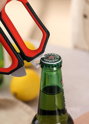 LIVINGO Kitchen Scissors Set All Purpose - Heavy Duty Stainless Steel Come Apart Food Shears for Cutting Meat, Vegetables, Dishwasher safe, 2 Pack, Red Black Multi-Function Handles