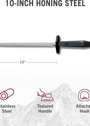 Victorinox Honing Steel Black Plastic Handle, 10-Inch, Combination Cut (40582)