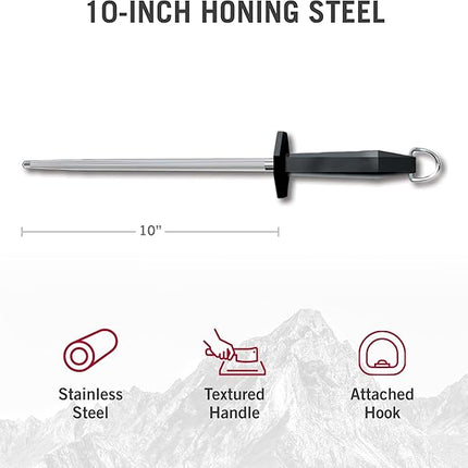 Victorinox Honing Steel Black Plastic Handle, 10-Inch, Combination Cut (40582)