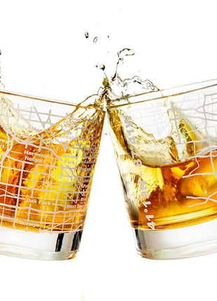 Greenline Goods - Chicago Map Etched Whiskey Glass Perfect for Bourbon, Scotch, Liquor, Cocktail - Crystal Whiskey Glasses Set of 2 - Best Tasting Experience with Vintage Rocks Glasses