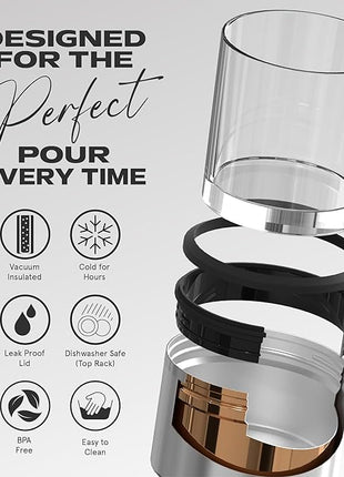 asobu Whiskey Glass with Insulated Stainless Steel Sleeve, 10.5 ounces (Smoke)