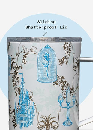 Corkcicle Classic Coffee Mug - Triple Insulated Stainless Steel for Travel - Shatter-Proof Lid - Keeps Drink Hot Over 3 Hours - Holiday Mug Gift - Great for Gifting Warmth - 16 oz - Princess Belle