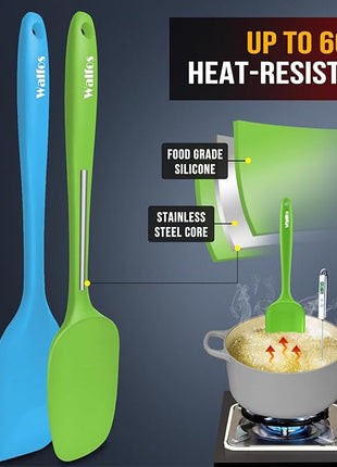 Walfos Silicone Spatula -600°F Heat Resistant Kitchen Scraper Spatulas, Strong Steel Core and One-Pieces Design, for Cooking Mixing Baking - BPA Free and Dishwasher Safe, Multicolor set of 5