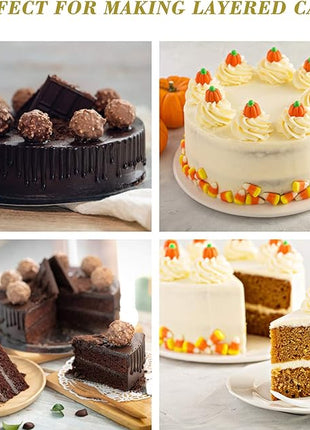 E-far 8 Inch Cake Pan Set of 2, Stainless Steel Round Layer Cake Baking Pans, Non-Toxic & Healthy, Mirror Finish & Dishwasher Safe