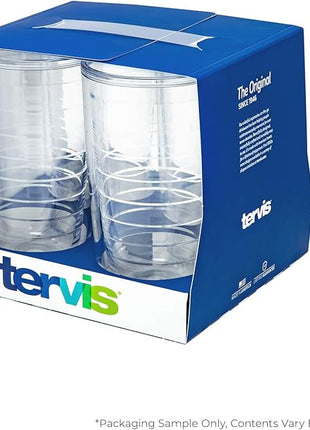 Tervis Clear & Colorful Tabletop Made in USA Double Walled Insulated Tumbler Travel Cup Keeps Drinks Cold & Hot, 16oz - 4pk, Clear