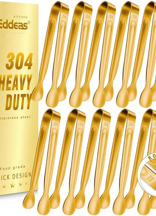12 PCS Small Serving Tongs, 6" Mini Gold Sugar Tongs, Stainless steel Small Kitchen Tiny Food Tongs for Serving Food, Coffee Bar, Tea Party, Desserts Party and Ice Bucket