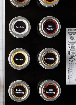Talented Kitchen Magnetic Spice Jars - 3 oz, Stainless Steel, 24-Pack - Spice Tins with Sift & Pour Lids & Fridge Magnets for Kitchen Organization