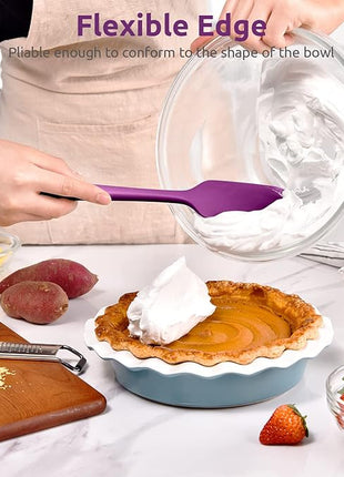 Heat Resistant Silicone Spatula Set: U-Taste 600ºF High Temp Seamless Food Grade Utensil, Flexible Rubber Silicon Kitchen Cooking Mixing Baking Scraper for Nonstick Cookware Set of 4 (Purple)