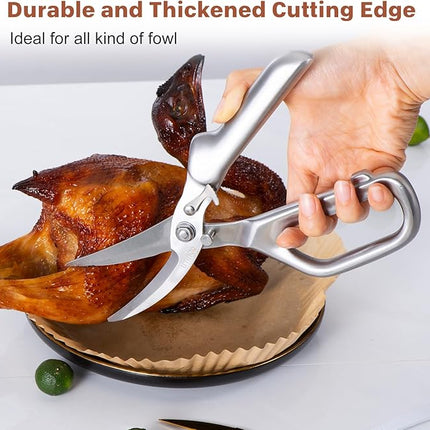 LIVINGO Kitchen Scissors - Heavy Duty Poultry Shears Sharp Cutting Food Chicken Bone Meat Vegetable for Cooking, Multipurpose Stainless Steel Utility Scissors, Safety Lock