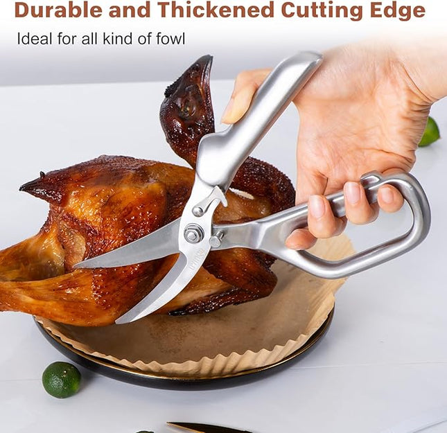 LIVINGO Kitchen Scissors - Heavy Duty Poultry Shears Sharp Cutting Food Chicken Bone Meat Vegetable for Cooking, Multipurpose Stainless Steel Utility Scissors, Safety Lock
