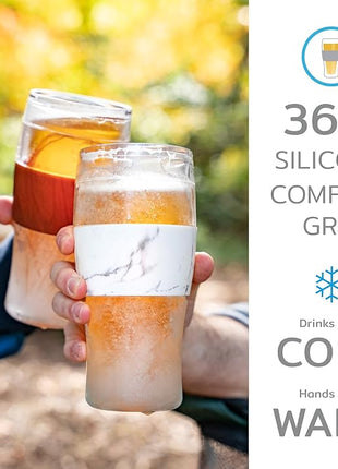 HOST FREEZE Beer Glasses, Frozen Brew Mugs, Freezable Pint Glass Set, Insulated Beer Glass to Keep Your Drinks Cold, Double Walled Insulated Glasses, Gift for Dad, 16oz, Set of 2, Crimson Red