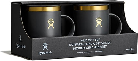Hydro Flask Coffee Mug Gift Set - Insulated Stainless Steel, Non-Spill, Leak Proof Travel Mugs 12 Oz Black Tie Set
