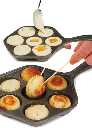Norpro Cast Iron Stuffed Pancake Pan, Munk/Aebleskiver