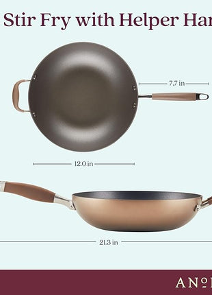 Anolon Advanced Home Hard Anodized Nonstick Wok/Stir Fry Pan 12 Inch