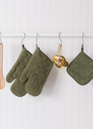 DII Basic Terry Collection 100% Cotton Quilted, Oven Mitt, Sage, 2 Piece