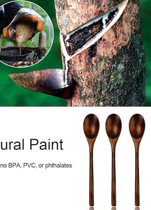 AOOSY Spoons, Wooden Spoons for Eating, 6 Pieces Japanese Natural Plant Ellipse Wooden Ladle Spoon Set for Cooking Mixing Stirring Honey Tea Soda Dessert Coconut Bowl Nonstick Pots Kitchen