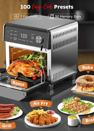 Nuwave Plug-In Grill Air Fryer Oven Combo w/Sheath Heaters, Authentic Char Flavor, 2024 New Convection System, 2X More Even, 100 Presets, Smarter Probe, 50-550°F, Stainless Steel