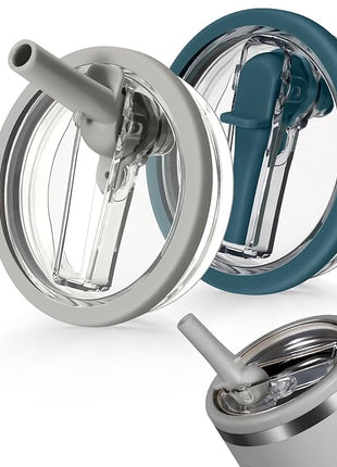 40oz Flip Straw Leak Proof Lid for Stanley H2.0 Quencher Protour Tumbler, 2 Pack Spill Proof Lid Replacement Straw Cover Top for 40 OZ Stanley Cup Accessories (Ash, Blue Spruce)