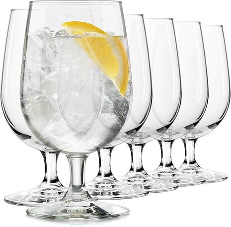 Libbey Entertaining Essentials Stemmed Water Glasses, Clear Multi Purpose Water Goblet Set of 6, Dishwasher Safe 16 oz Goblet Glasses for Parties