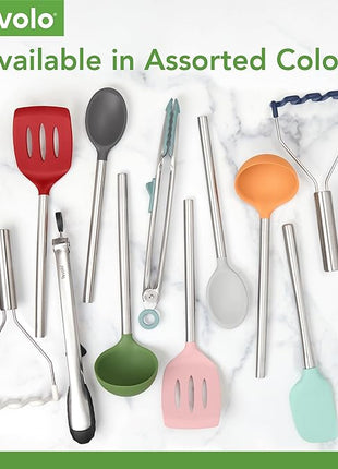 Tovolo Silicone Slotted Turner With Stainless Steel Handle, Pancake Spatula, Scratch-Resistant Kitchen Utensil for Nonstick Cookware & Cast Iron Skillets, 1 Count