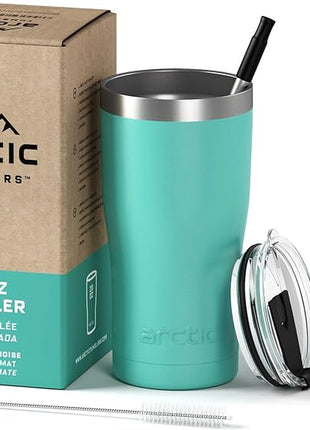 Arctic Tumblers | 20 oz Matte Turquoise Insulated Tumbler with Straw & Cleaner - Retains Temperature up to 24hrs - Non-Spill Splash Proof Lid, Double Wall Vacuum Technology, BPA Free & Built to Last