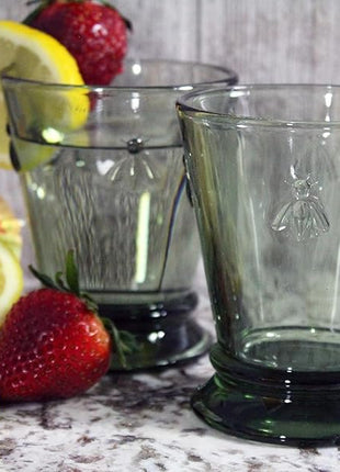La Rochere Napoleon Bee Green Tumbler Set of 6 – La Rochere Bee Glassware Sets – Fancy Glassware Drinking Glasses (9 oz)
