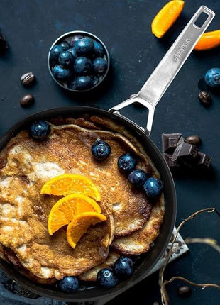 MsMk 8 inch Small Frying Pan with Lid, Burnt also Non stick Omelette pan, PFOA Free Non-Toxic, Scratch-resistant, for gas, electric and induction