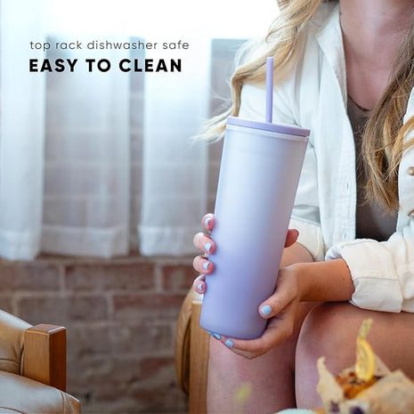 Simple Modern Plastic Tumbler with Lid and Straw | Reusable BPA Free Iced Coffee Cups Double Wall Smoothie Cup | Gifts for Women Men Him Her | Classic Collection | 24oz | Winter White