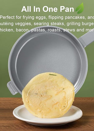 COOKLOVER Nonstick Ceramic Fry Pan, Non-Toxic, PTFE&PFOA Free, Induction Compatible Egg Skillet Frying Pan with Heat Resistant Handle, 11 Inch – Gray