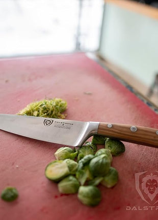 Dalstrong Chef Knife - 8 inch Blade - Gladiator Series - Forged High Carbon German Steel - Razor Sharp Kitchen Knife - Professional Full Tang Knives - Olive Wood Handle - Sheath - NSF Certified
