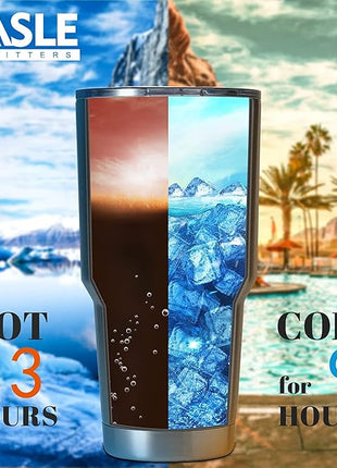 HASLE OUTFITTERS 30oz Stainless Steel Tumbler, Double Wall Vacuum Insulated Travel Mug Tumbler, Durable Insulated Coffee Mug, Gift Box Set (Black, 12)