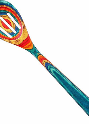 Totally Bamboo Baltique Montego Bay Collection 12-1/2" Wooden Slotted Cooking Spoon, Safe for Nonstick