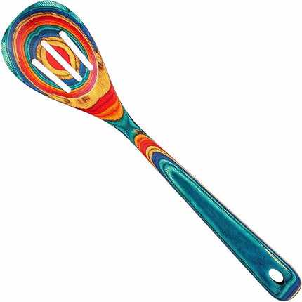 Totally Bamboo Baltique Montego Bay Collection 12-1/2" Wooden Slotted Cooking Spoon, Safe for Nonstick