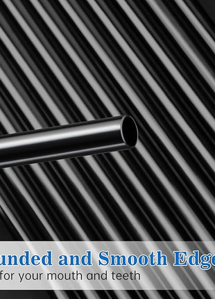 Tomorotec 11 Inch Stainless Steel Reusable Drinking Straws 14PCS & 2 Cleaning Brushes Set with Curved & Straight Designs, Compatible with 30oz Stanley Tumblers, Dishwasher Safe, BPA-Free (Black)