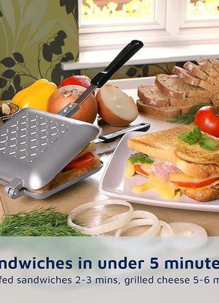 Breakfast Sandwich Maker Grill Press, Grilled Cheese Maker Panini Press Sandwich Toaster Presser - Stove Top Nonstick by Jean Patrique (Silver)