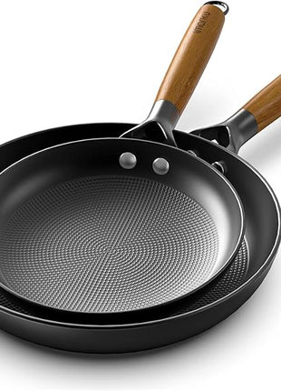 imarku Non Stick Frying Pans - 8 inch & 10 inch Frying Pan Nonstick Set, Honeycomb Lock Oil Cast Iron Skillets, Dishwasher Safe, Induction Compatible, Detachable Handle Pans, Best Gifts