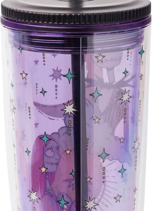 Silver Buffalo Disney Nightmare Before Christmas “Forever and Always” Spill Resistant Plastic Tumbler Featuring Jack Skellington and Sally, 20 Ounces