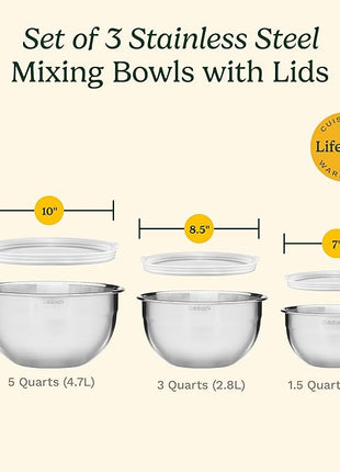 Cuisinart Mixing Bowl Set, Stainless Steel, 3-Piece, CTG-00-SMB