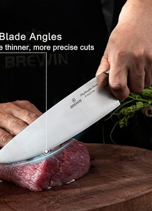 Brewin CHEFILOSOPHI Japanese Chef Knife Set 5 PCS with Elegant Red Pakkawood Handle Ergonomic Design,Professional Ultra Sharp Kitchen Knives for Cooking High Carbon Stainless Steel