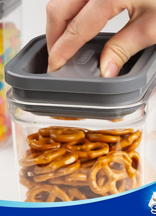 MR.SIGA 4 Pack Airtight Food Storage Container Set, BPA Free Kitchen Pantry Organization Canisters with One-handed Leak Proof Lids, 1L / 33.8oz, Medium, Gray