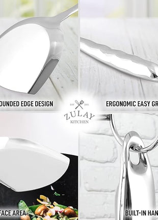 Zulay Kitchen Stainless Steel Wok Spatula - 14.8” Heat-Resistant Metal Turner for Stir-Fry, Sauté & Grilling - Durable, Rust-Proof & Dishwasher Safe Kitchen Utensil for Everyday Use