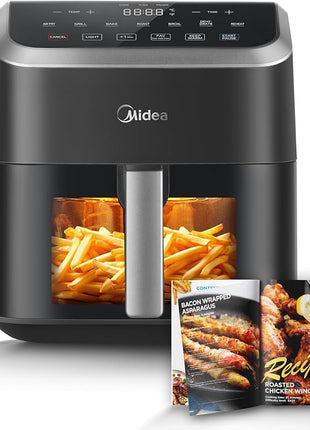 Midea Air Fryer 5.5 Quart with See-Thru Window, Heatexpress Rapid Air Technology, and 9 Preset Menus for Quick and Easy Meals